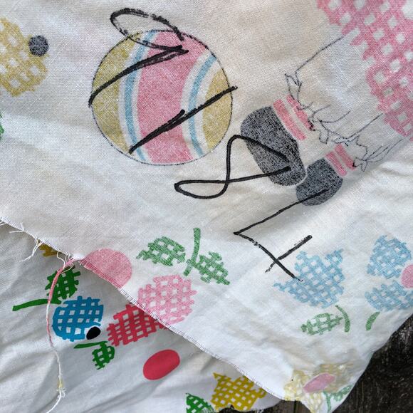 60s 70s Vintage Raggedy Ann Fabric in Pink and Blue, Yellow Tan 50" x 36" - Picture 14 of 14